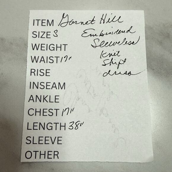 Garnet Hill BOHO EMBROIDERED KNIT DRESS Size S Navy Organic Cotton Sleeveless - Picture 10 of 10